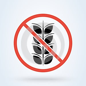 No wheat sign , Gluten Free. vector illustration on white background