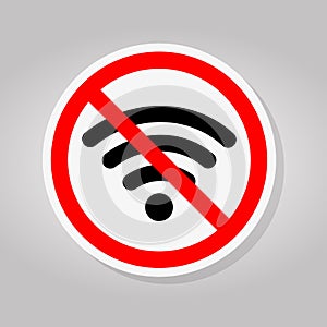 No Wifi Area Sing Isolate On White Background,Vector Illustration