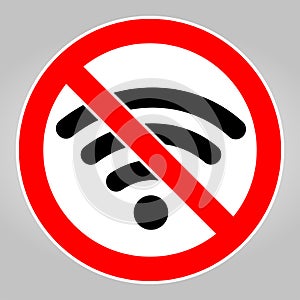 No Wifi Area Sing Isolate On White Background,Vector Illustration