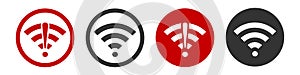 No wifi icon. Bad and good connection signal internet symbol. Sign error, connecting network vector
