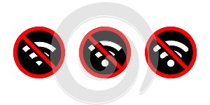 No wifi sign area icon. Wireless fidelity network with prohibition symbol