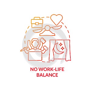 No work life balance red gradient concept icon