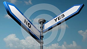 No - Yes arrow street signs concept - 3D rendering illustration