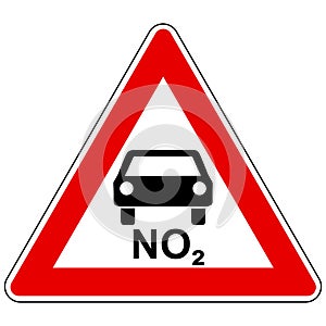 NO2 car and attention sign
