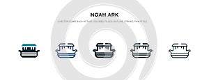 Noah ark icon in different style vector illustration. two colored and black noah ark vector icons designed in filled, outline,