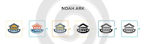 Noah ark vector icon in 6 different modern styles. Black, two colored noah ark icons designed in filled, outline, line and stroke