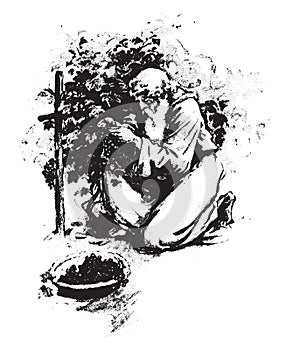 And Noah became a husbandman, vintage engraving