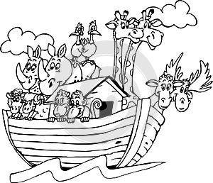 Noah`s Ark Cartoon Vector Illustration