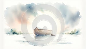 Noah's Ark. The Flood. Old Testament. Watercolor Biblical Illustration