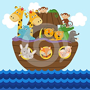 Noah`s ark full of animals aboard