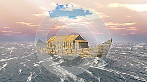 Noah's Ark in the stormy ocean