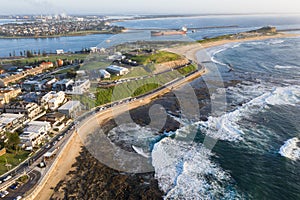 Nobbys Beach and Newcastle Harbour Aerial View photo