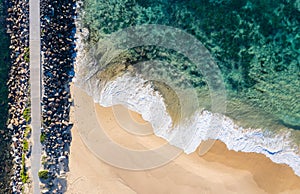 Nobbys Beach - Newcastle NSW Australia - Aerial View straight down