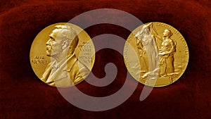 Nobel Prize Medal on a Velvet background photo