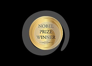 Nobel prize winner concept, music literature award, golden coin icon. The award of the year, abstract prize gold medal, pulitzer