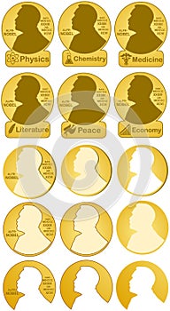 Nobel prizes in Physics, Chemistry, Medicine, Literature, Economic, Peace. photo