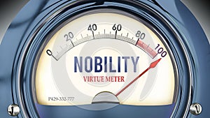 Nobility and Virtue Meter that is hitting a full scale, showing a very high level of nobility ,3d illustration photo