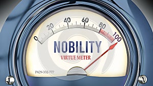 Nobility and Virtue Meter that is hitting a full scale, showing a very high level of nobility ,3d illustration