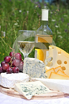 Noble cheese with wine photo