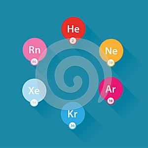 Noble gases flat icons