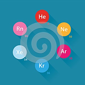 Noble gases flat icons