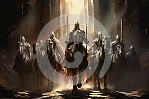 Noble knights clad in shining armor - Generative AI