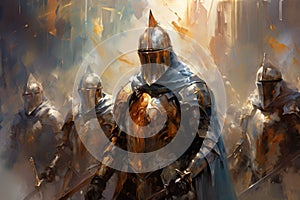 Noble knights clad in shining armor - Generative AI