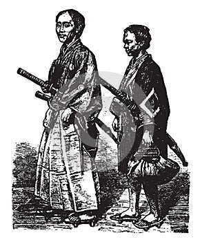 Nobleman and Servant, vintage illustration