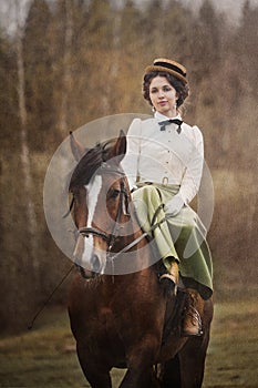Noblewoman portrait on horse