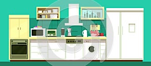 Nobody cartoon kitchen room vector interior