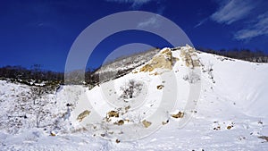 Noboribetsu onsen snow mountain bluesky hell valley winter