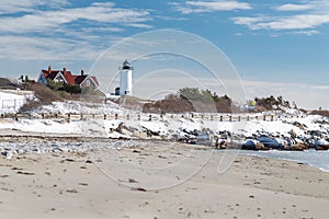 Nobska Point Lighthouse in Snow