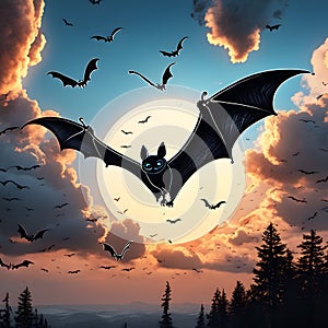 Nocturnal bats flutter, AI-Images