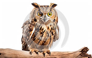 Nocturnal Majesty Owl on White Background