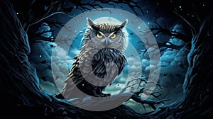 Nocturnal owl observes night mysteries photo