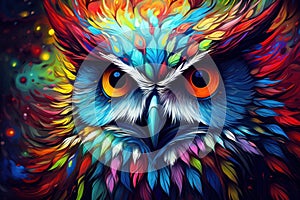 Nocturnal Owl portrait bird predator. Generate Ai