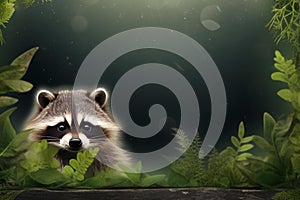 Nocturnal Raccoon animal baby. Generate Ai