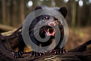 Nocturnal Tasmanian devil animal jungle portrait. Generate Ai photo