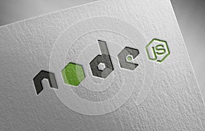 Nodejs logo icon paper texture stamp