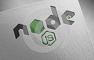 Nodejs logo icon paper texture stamp
