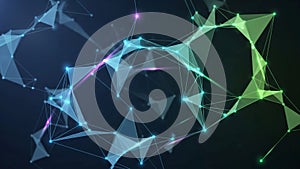 And nodes create a geometric network illuminated by hues of blue