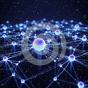 Nodes interconnected by glowing lines create a complex network against a