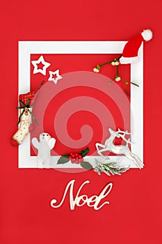 Noel Sign Background with Christmas Eve Symbols