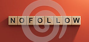 Nofollow links - concept text on a monochrome.3D rendering on red background