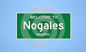 Nogales, Arizona city limit sign. Town sign from the USA.