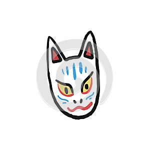 Noh Mask Kitsune fox illustration