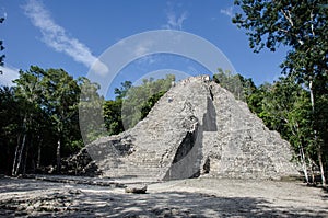 Nohoch Mul or Big Mountain pyramid at Coba, Mexico
