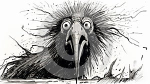 Noir Comic Art A Meditative Cartoon Eagle With Twisted Characters