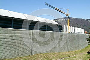 Noise barriers on the highway at Bissone