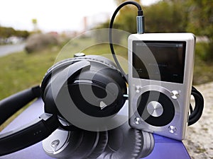 Noise canceling headphones. Serve to suppress external noise photo